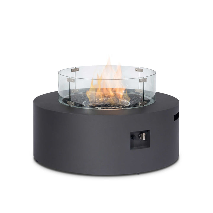 Round Gas Fire Pit Coffee Table - Modern Rattan