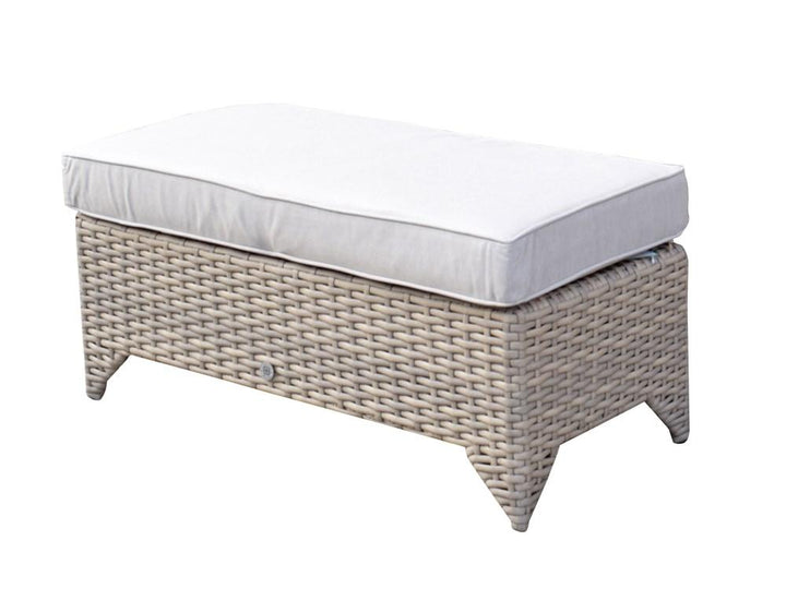 Sarah Rattan Ottoman Bench With Seat Cushion In 12mm Grey - SARA0377 - Modern Rattan