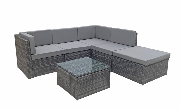 Stella modular corner sofa in 8mm flat grey weave - STEL0333 - Modern Rattan