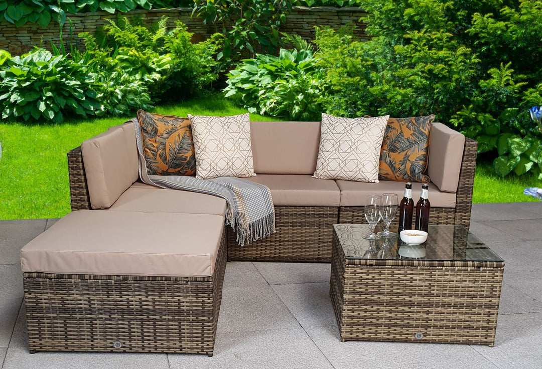 Stella modular corner sofa in nature/brown weave - STEL0334 - Modern Rattan
