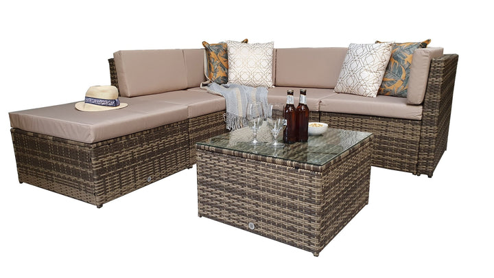 Stella modular corner sofa in nature/brown weave - STEL0334 - Modern Rattan