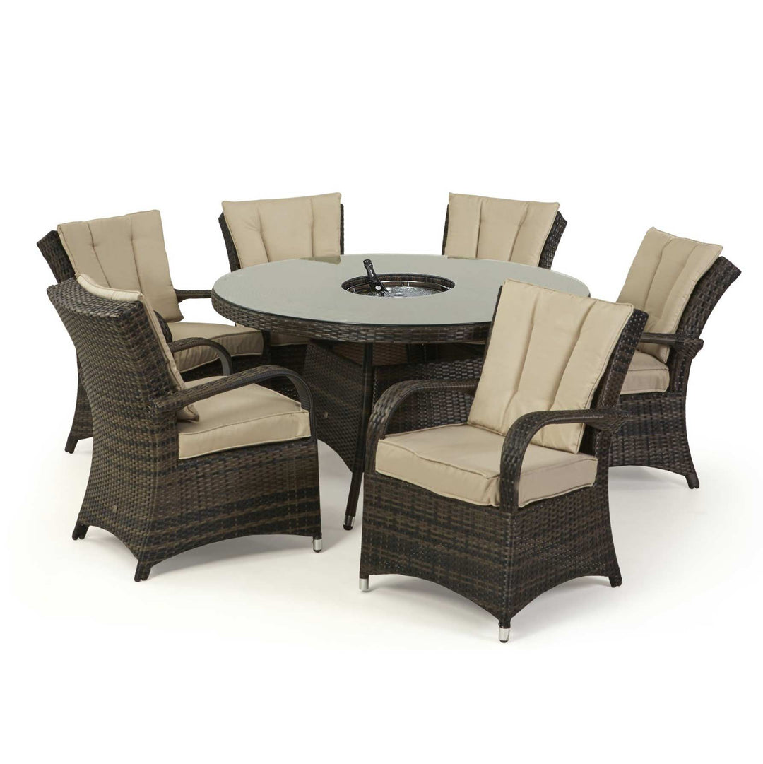 Texas 6 Seat Round Ice Bucket Dining Set with Lazy Susan - Modern Rattan