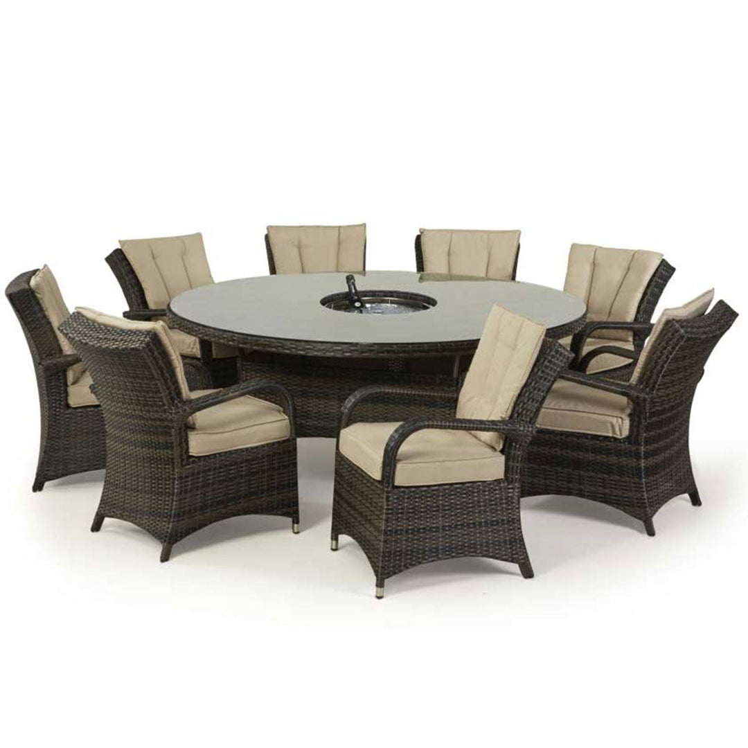 Texas 8 Seat Round Ice Bucket Dining Set with Lazy Susan - Modern Rattan