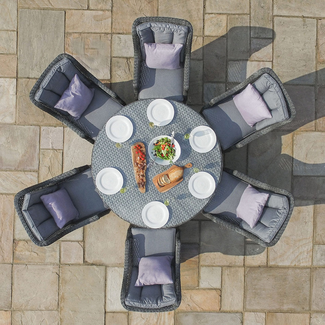 Victoria 6 Seat Round Dining Set - Modern Rattan
