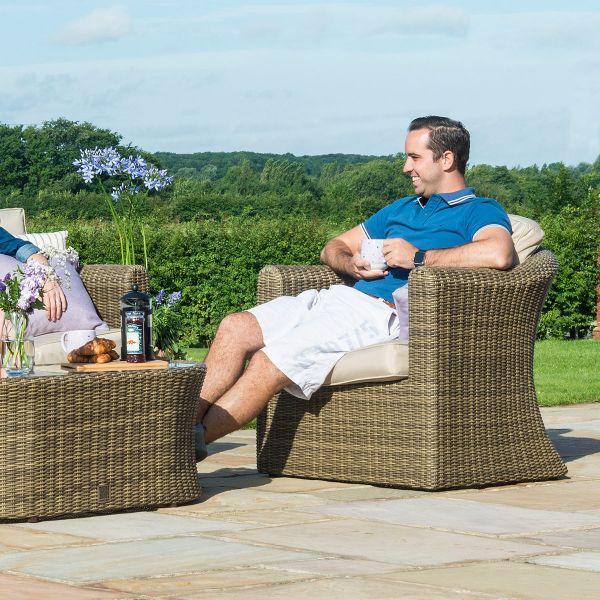 Winchester 2 Seat Sofa Set with Fire Pit - Modern Rattan