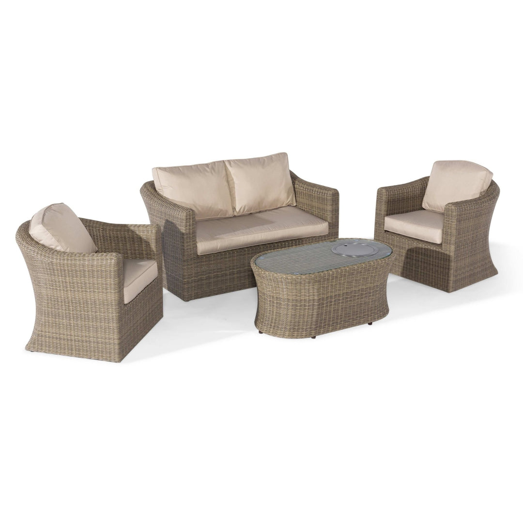 Winchester 2 Seat Sofa Set with Fire Pit - Modern Rattan