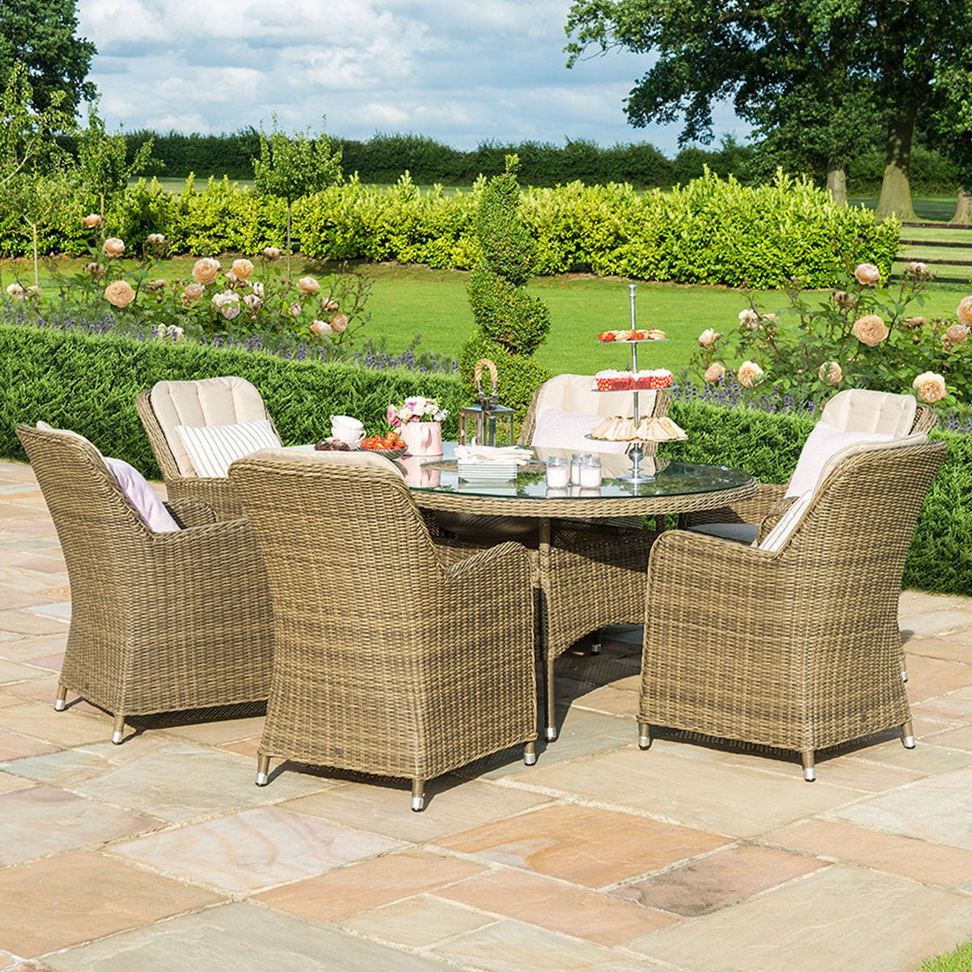 Winchester 6 Seat Oval Ice Bucket Dining Set with Venice Chairs and Lazy Susan - Modern Rattan