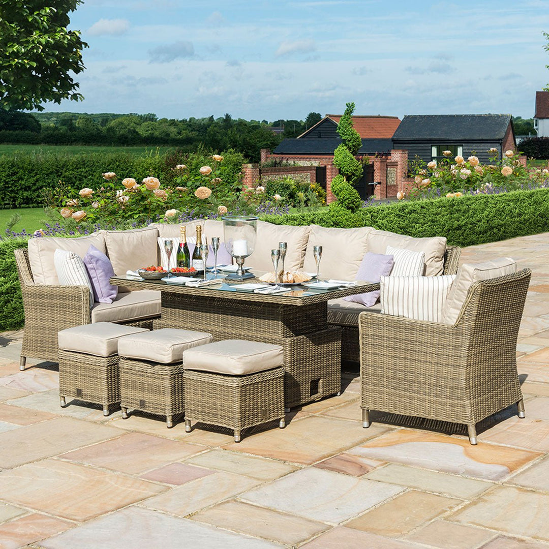Winchester Corner Dining Set with Armchair, Ice Bucket and Rising Table - Modern Rattan