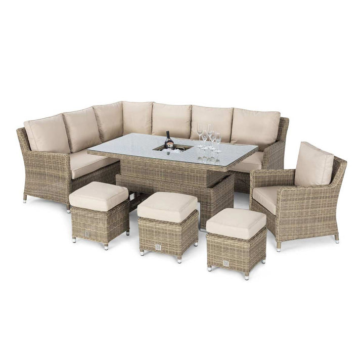 Winchester Corner Dining Set with Armchair, Ice Bucket and Rising Table - Modern Rattan