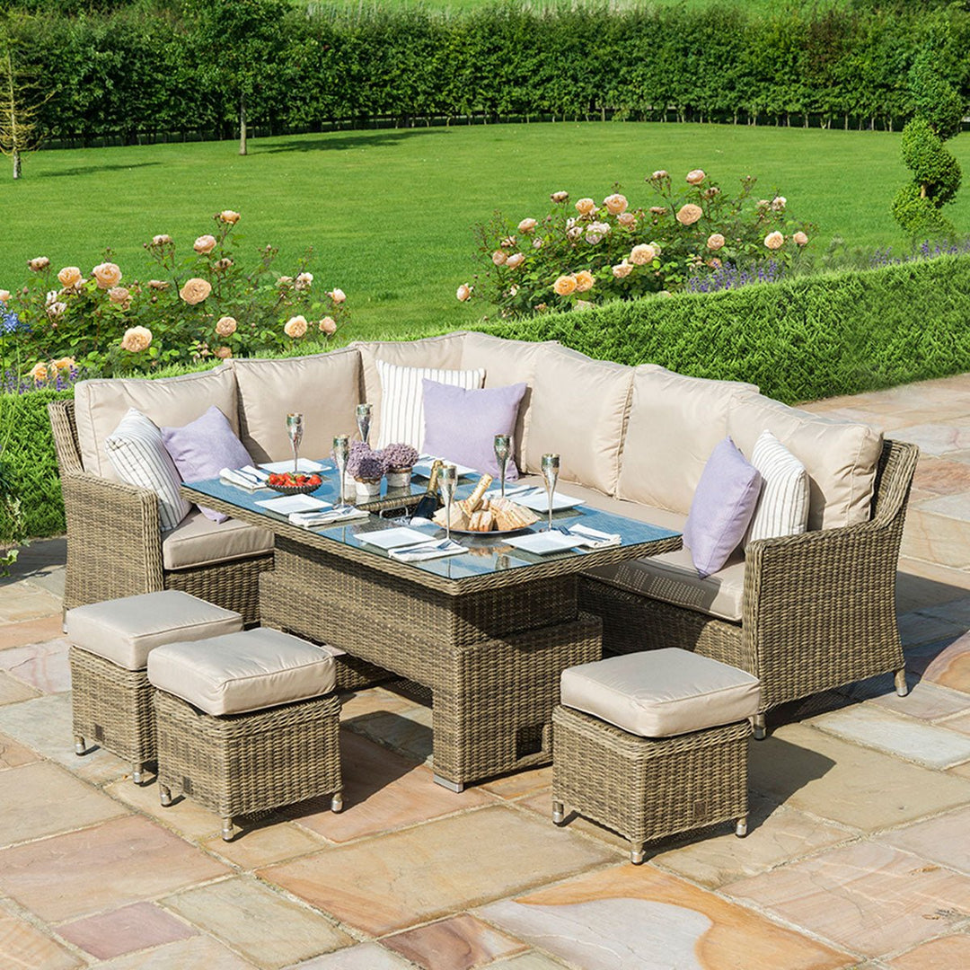 Winchester Corner Dining Set with Ice Bucket and Rising Table - Modern Rattan