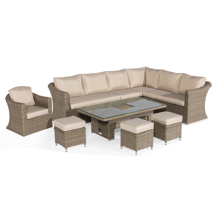 Winchester Deluxe Corner Dining Set with Rising Table & Chair - Modern Rattan