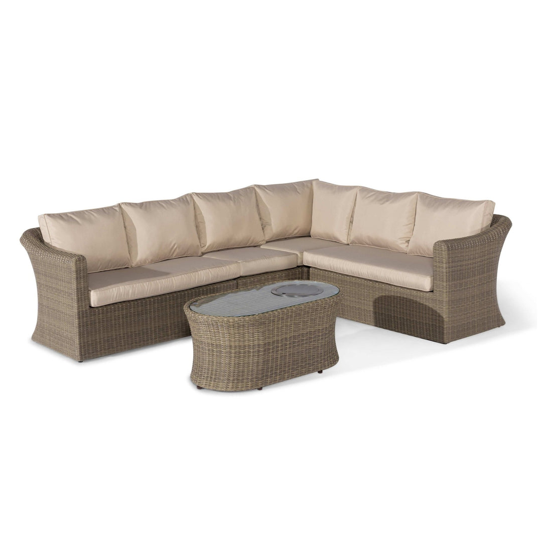 Winchester Large Corner Sofa Set with Fire Pit - Modern Rattan