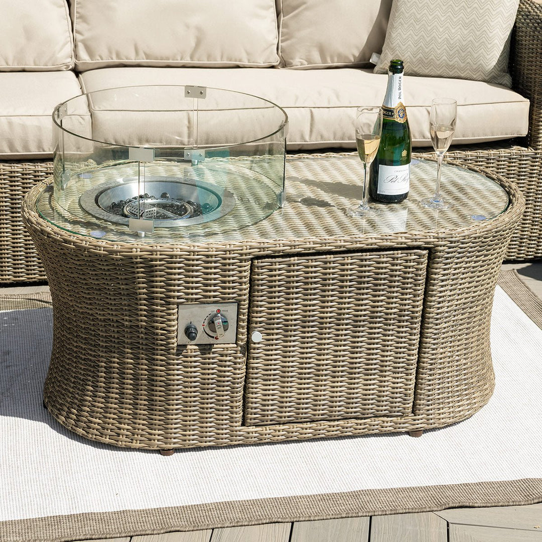 Winchester Oval Fire Pit Coffee Table - Modern Rattan