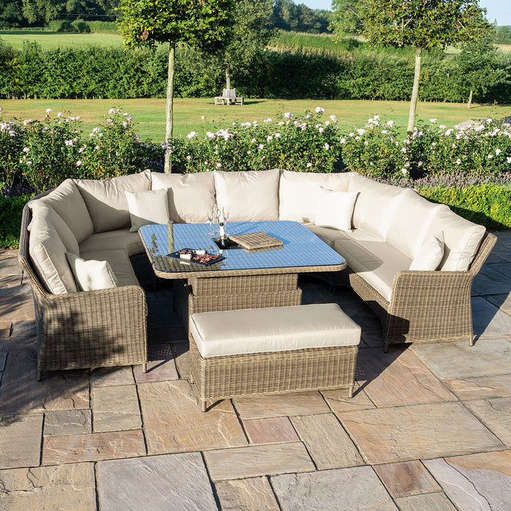 Winchester Royal U-Shaped Sofa Set with Rising Table - Modern Rattan