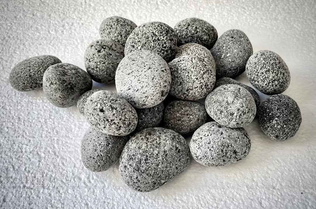 x120 Outdoor Gas Fire Pit Grey Lava Stones - Modern Rattan
