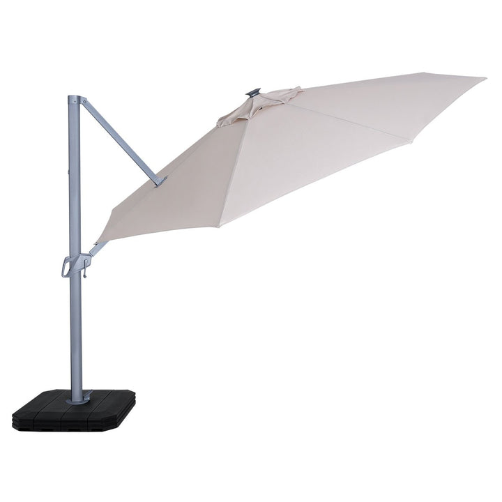 Zeus Cantilever Parasol 3.5m Round - With LED Lights & Cover - Modern Rattan