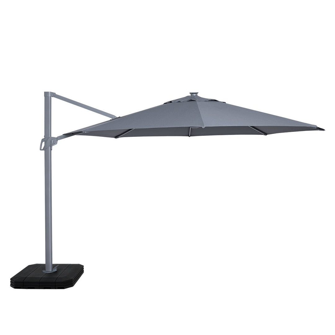 Zeus Cantilever Parasol 3.5m Round - With LED Lights & Cover - Modern Rattan