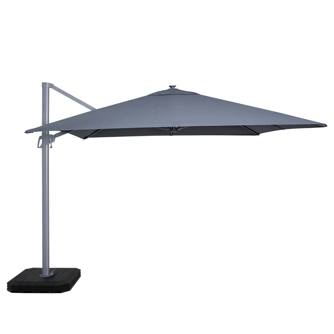 Zeus Cantilever Parasol 3m Square - With LED Lights & Cover - Modern Rattan